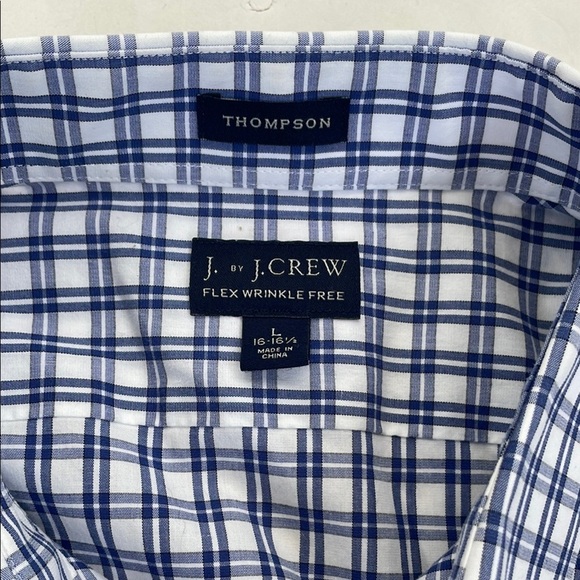 J. Crew Flex Thompson Flex Wrinkle Free Blue and White Shirt Large - Picture 3 of 17